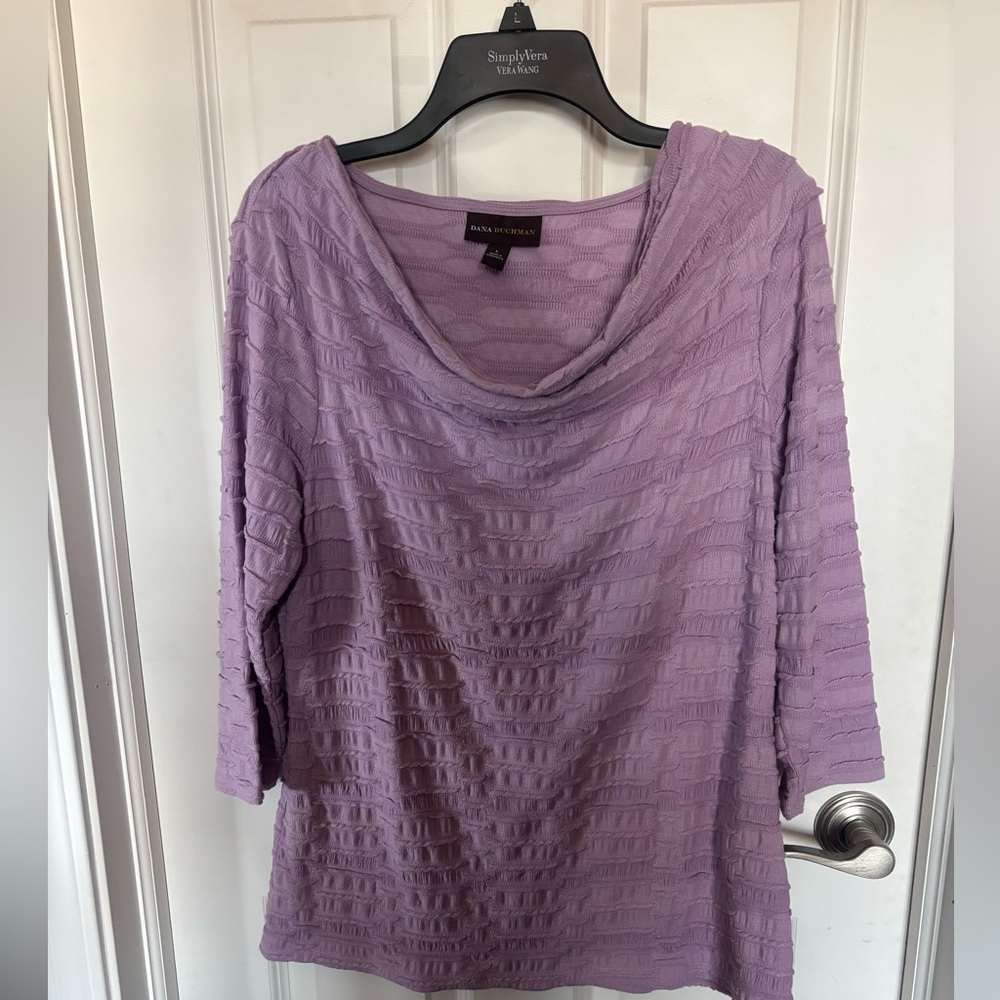 Dana Bachman Purple Cowl Neck Textured Top